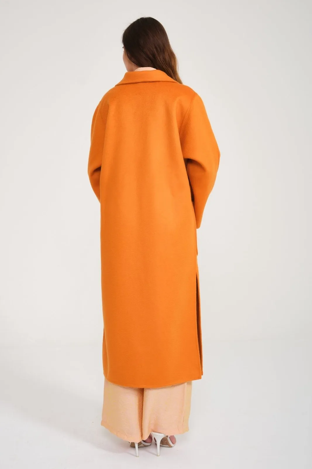 Orange Cashmere Long Coat