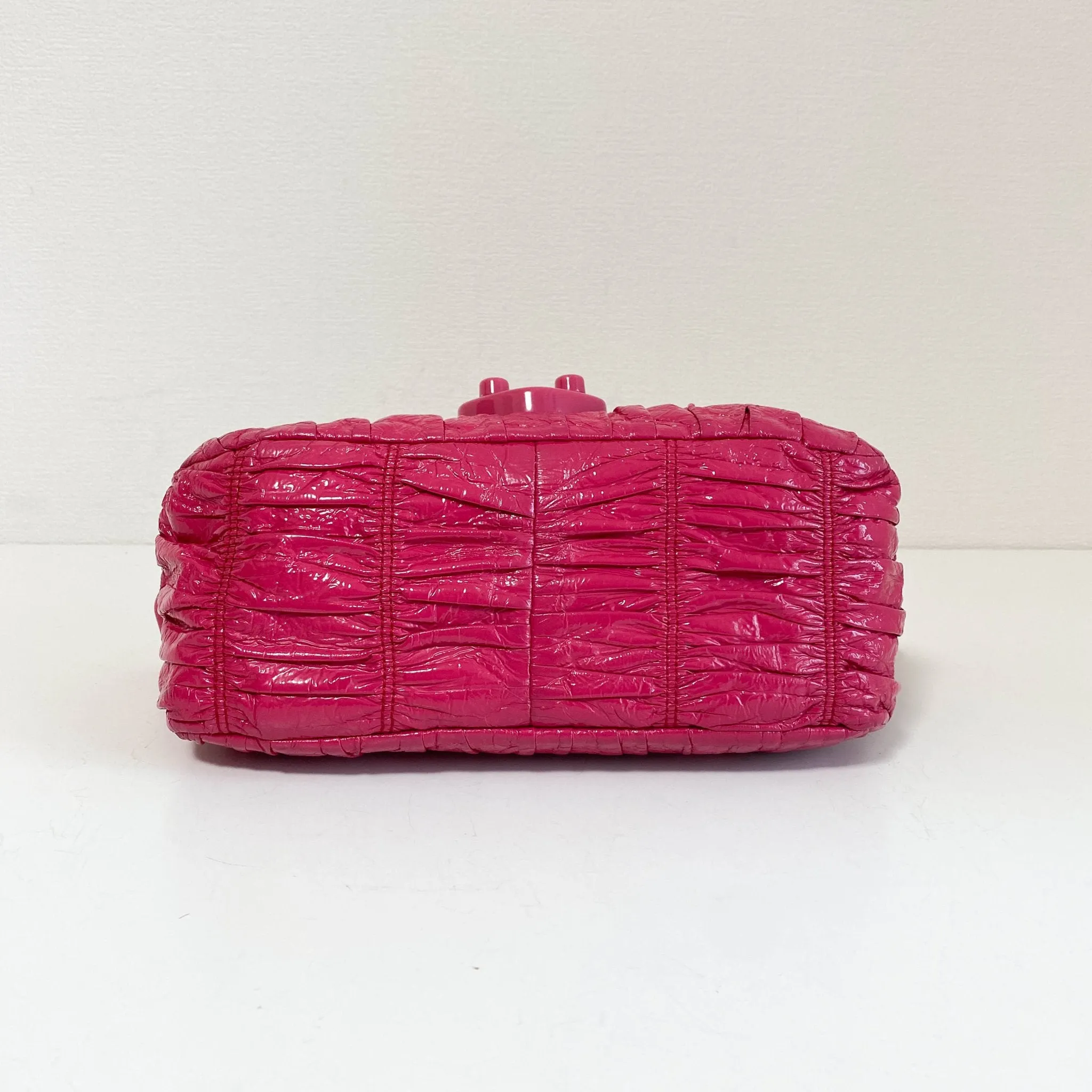 Pink Leather Plastic Chain Shoulder Bag