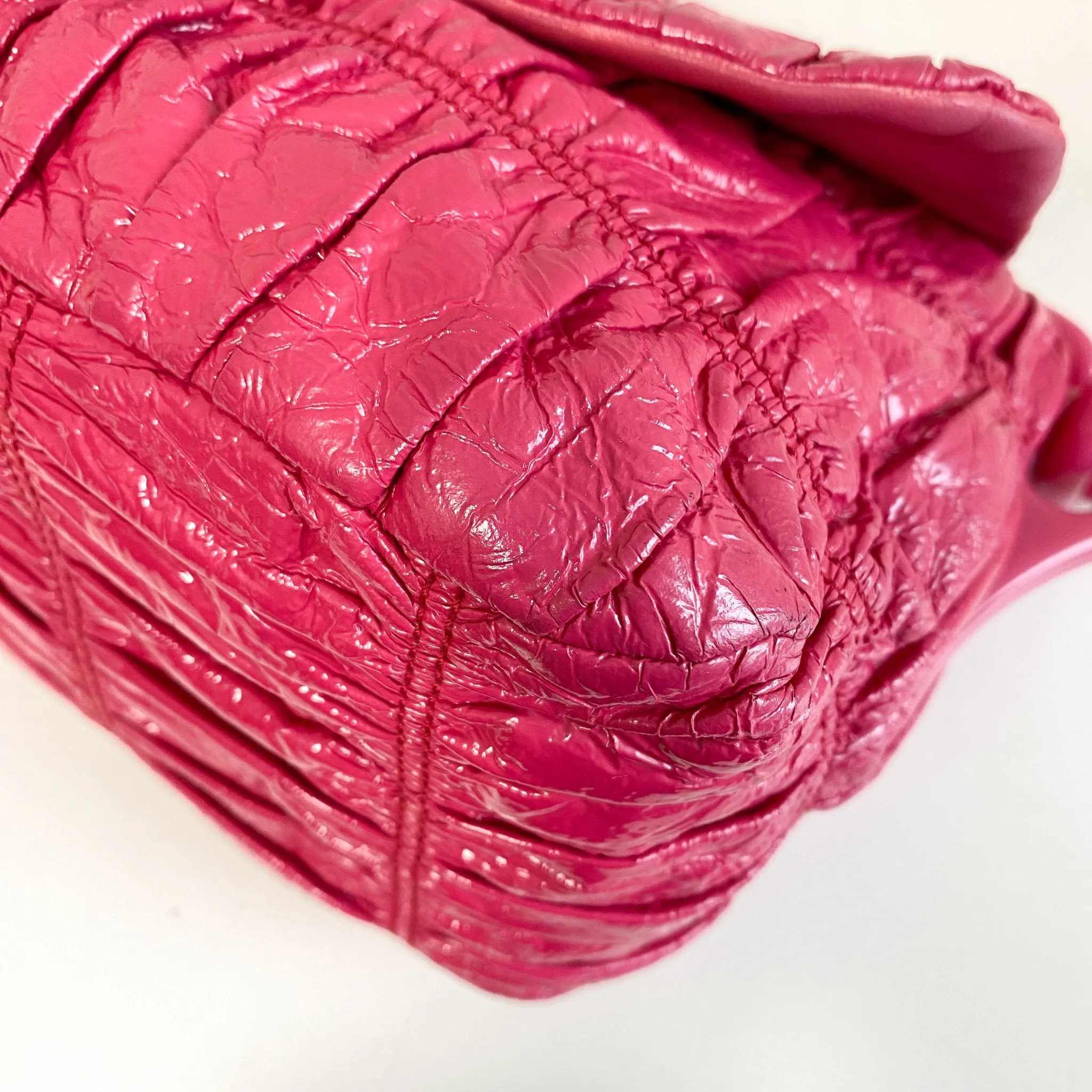 Pink Leather Plastic Chain Shoulder Bag