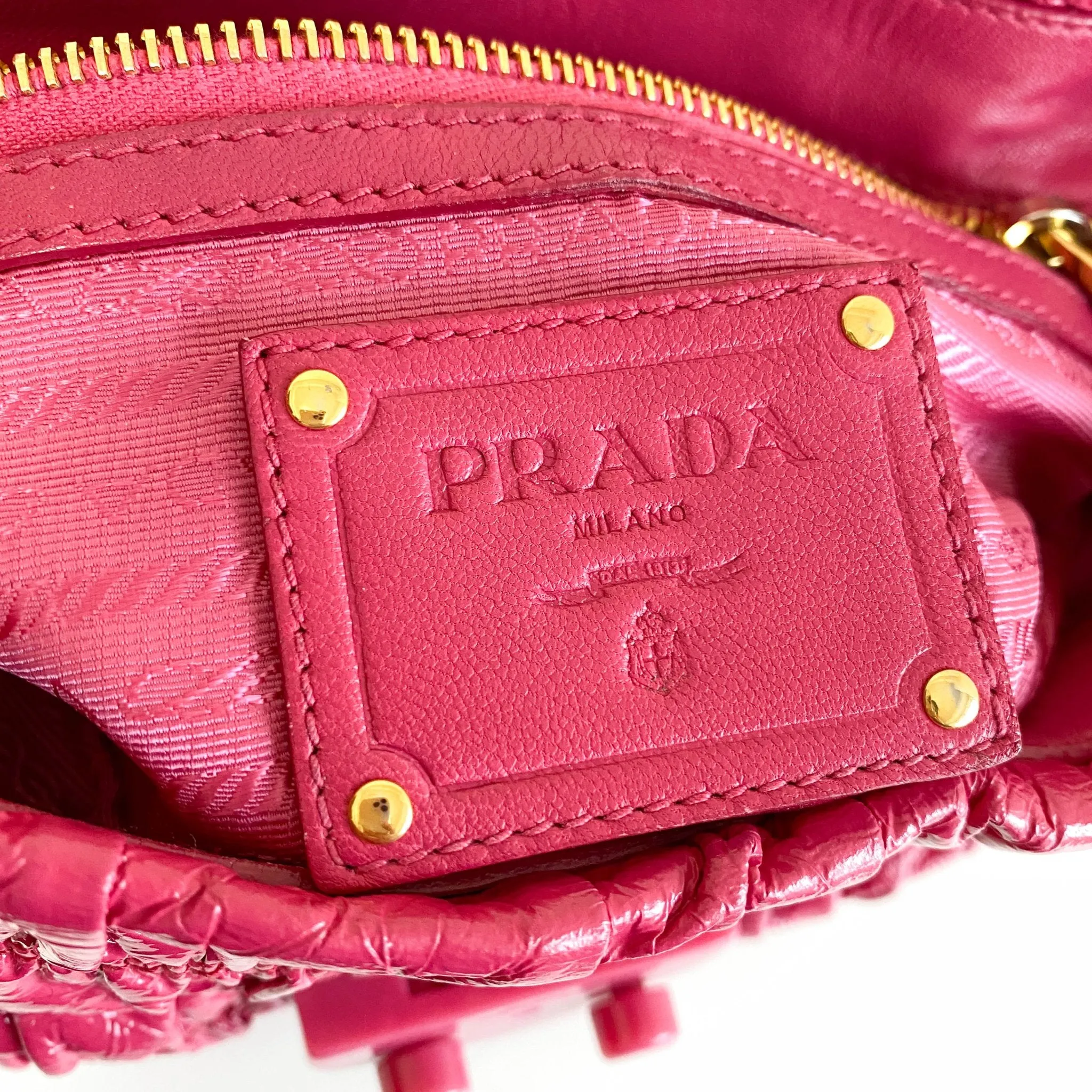 Pink Leather Plastic Chain Shoulder Bag
