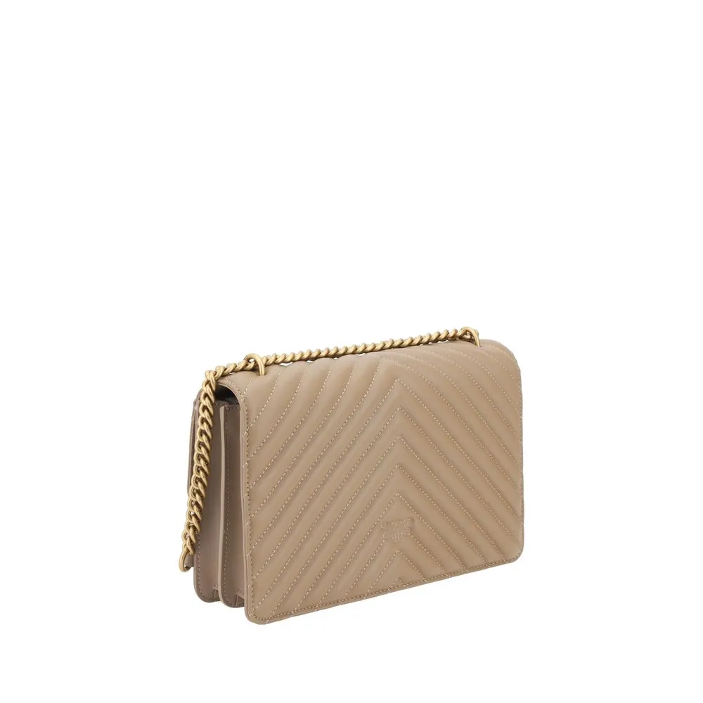 Pinko Love One Classic Shoulder Bag In Beige