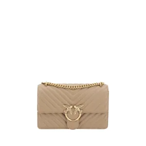 Pinko Love One Classic Shoulder Bag In Beige