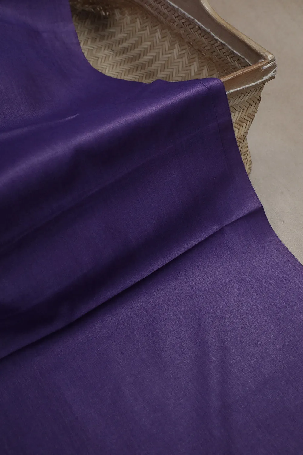 Plain Purple Mangalagiri Cotton Fabric - 0.5m