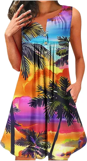 Plus Size Easter Dress Cotton Caftans for Women Midi Summer Dresses Button Dress for Women