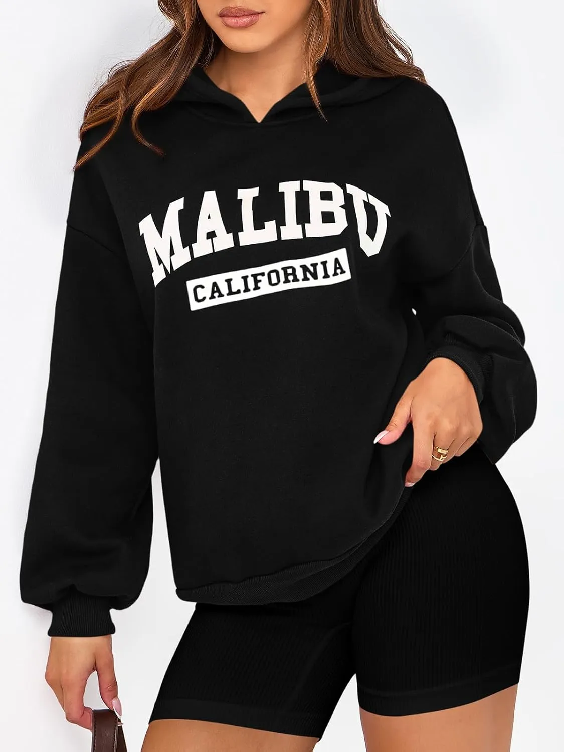 PRETTYGARDEN Womens Hoodies Long Sleeve Letter Sweatshirts 2024 Trendy Loose Fit Pullover Tops Fall Winter Outfits