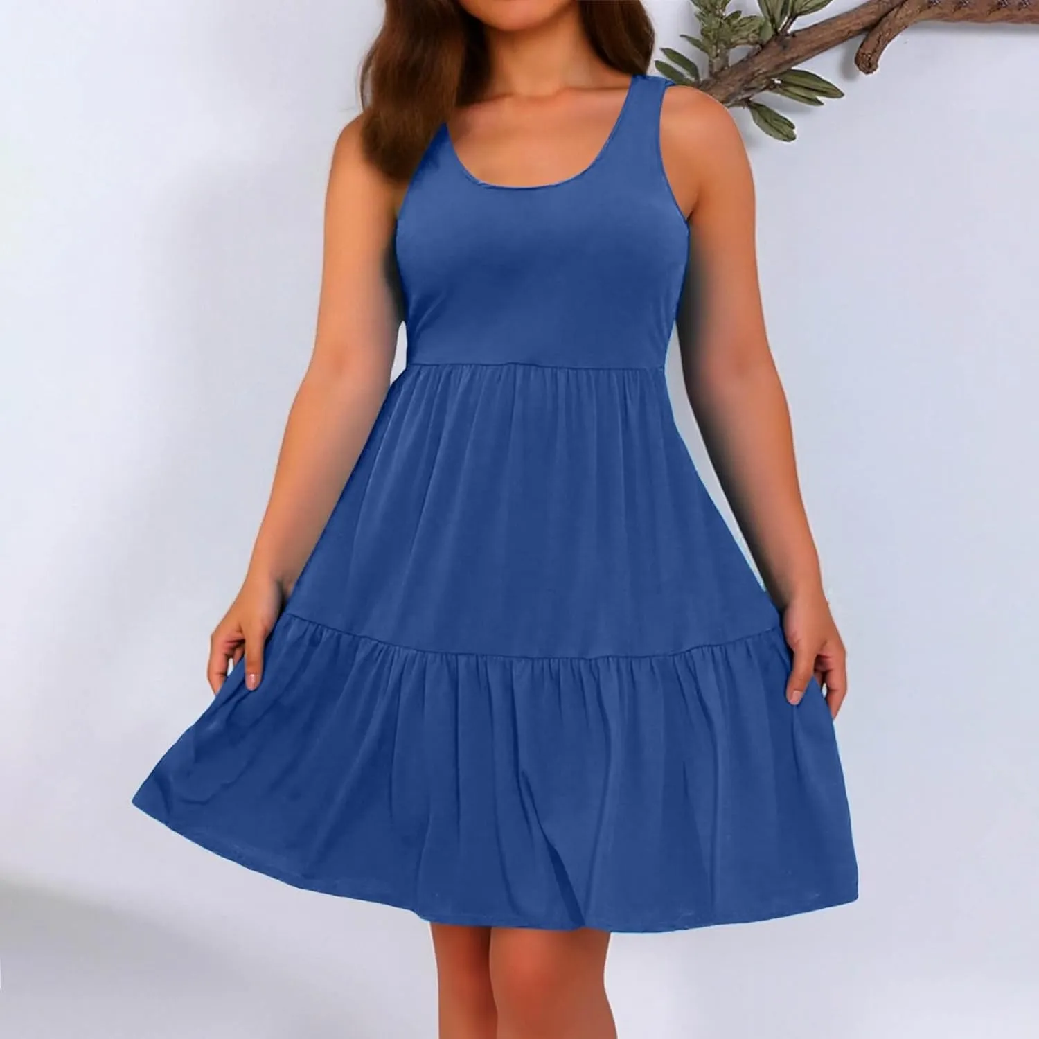PTOLOCIF Plus Size Dresses for Curvy Women Casual Tank Dress Sleeveless V Neck T Shirt Sundress Flowy Tiered Swing Mini