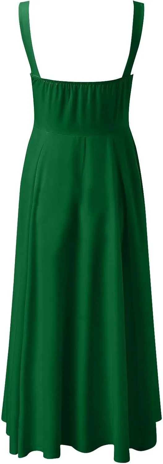 PTOLOCIF Sexy Sundresses for Women 2025 Summer Spaghetti Strap Dress Sleeveless Low Cut Bust Dress Beach Party Maxi Dresses