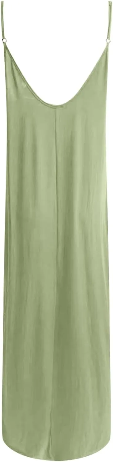 PTOLOCIF Womens Solid Round Neck Long Sleeved Patchwork Long Skirt is Fashionable and Plus Size Dress Blouses for Women
