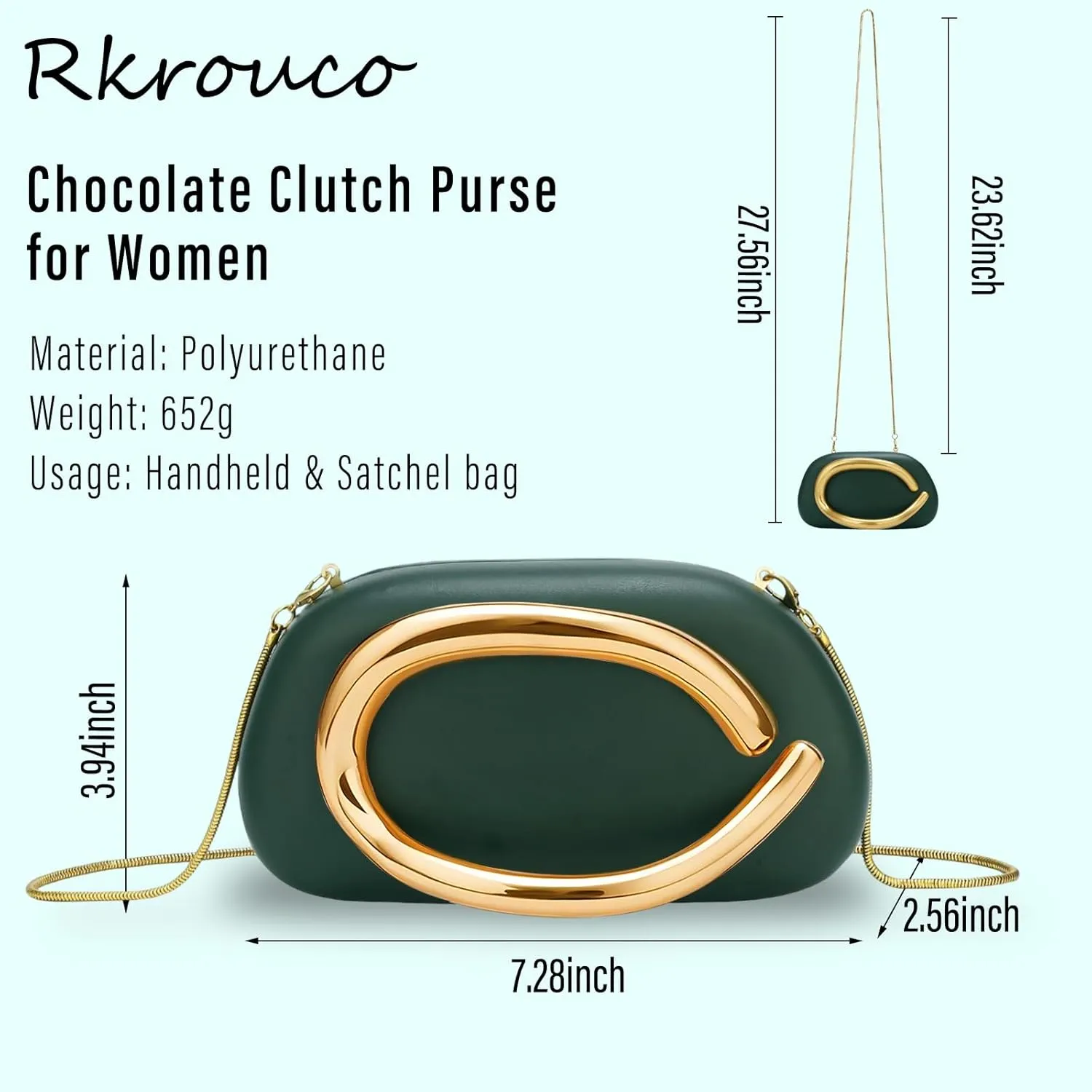PU Leather Women's Evening Handbags Chocolates Clutch Purse Easy Match with Chain Crossbody Metal Decoration Shoulder Bag