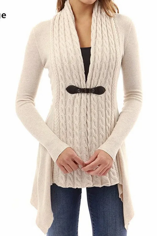 Pure Color Long Sleeves Deep V-neck Long Cardigan