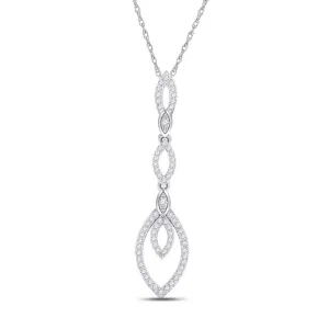 Radiant Reflections: 10kt White Gold Womens Round Diamond Dangle Fashion Pendant
