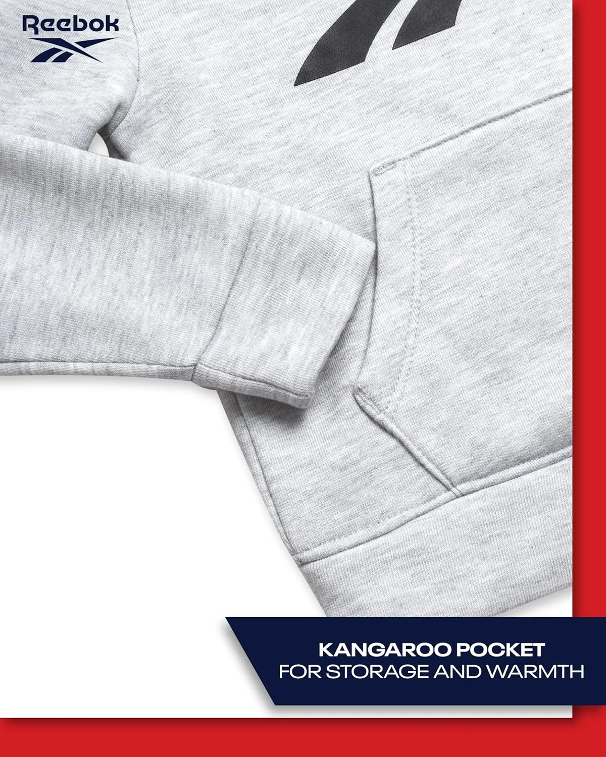 Reebok Toddler Boys' Sweatsuit Set - 2 Piece Active Fleece Hoodie Sweatshirt and Jogger Sweatpants Set for Boys (Sizes: 2T-7)