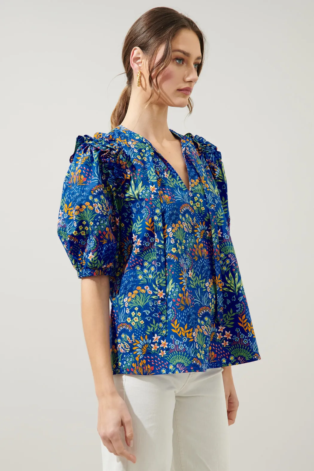 Ruya Floral Noche Tie Neck Blouse