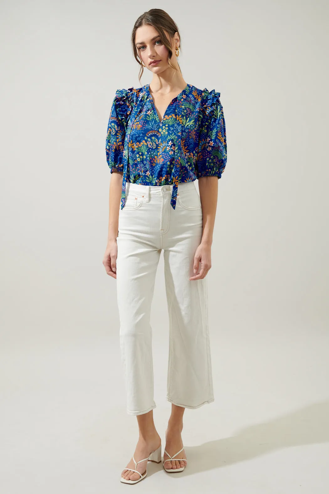 Ruya Floral Noche Tie Neck Blouse