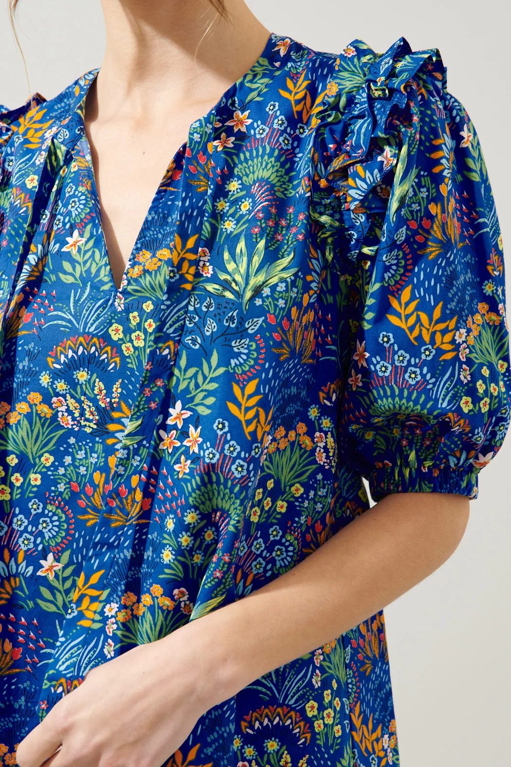 Ruya Floral Noche Tie Neck Blouse