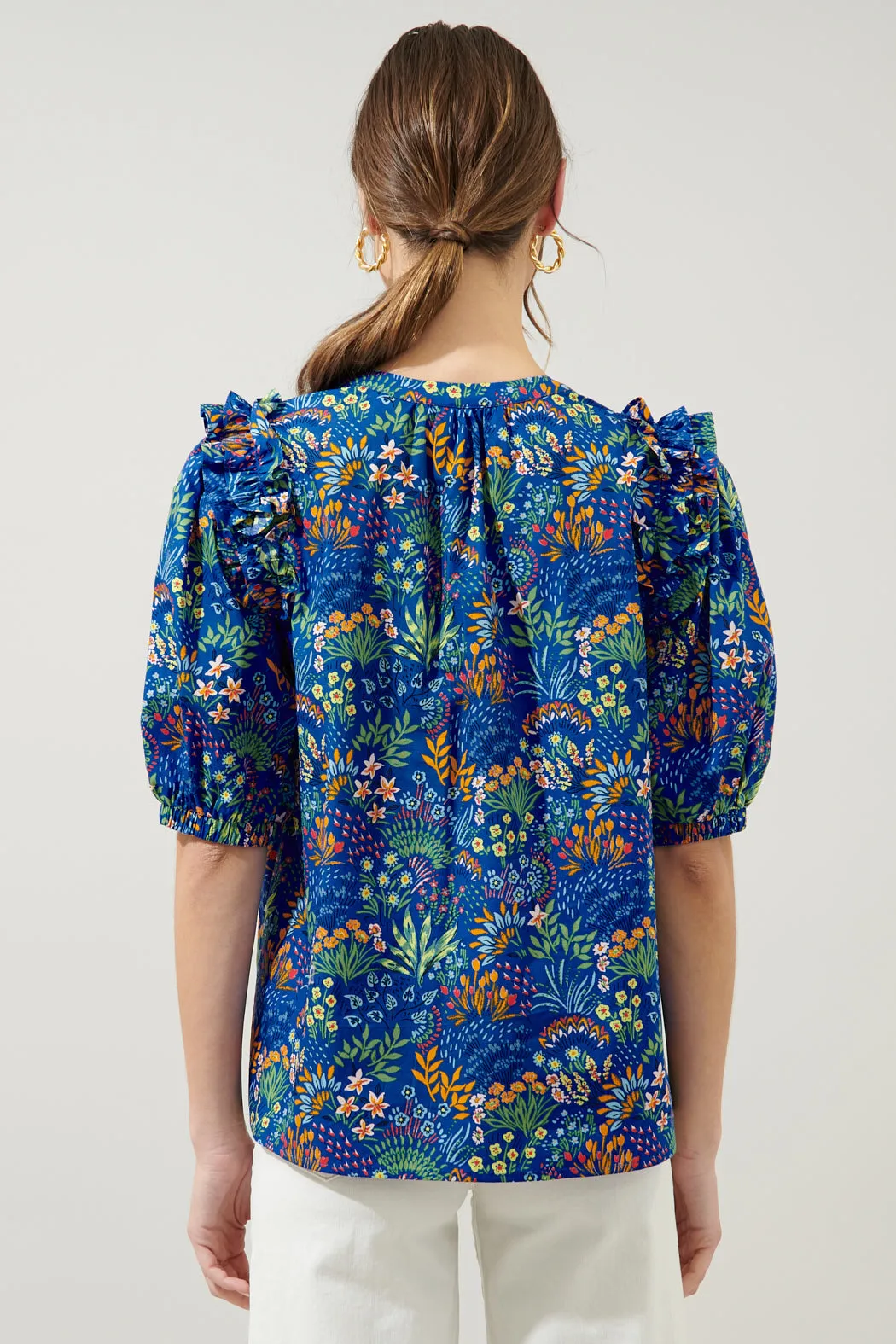 Ruya Floral Noche Tie Neck Blouse