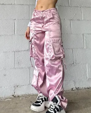 Satin Cargo Pants