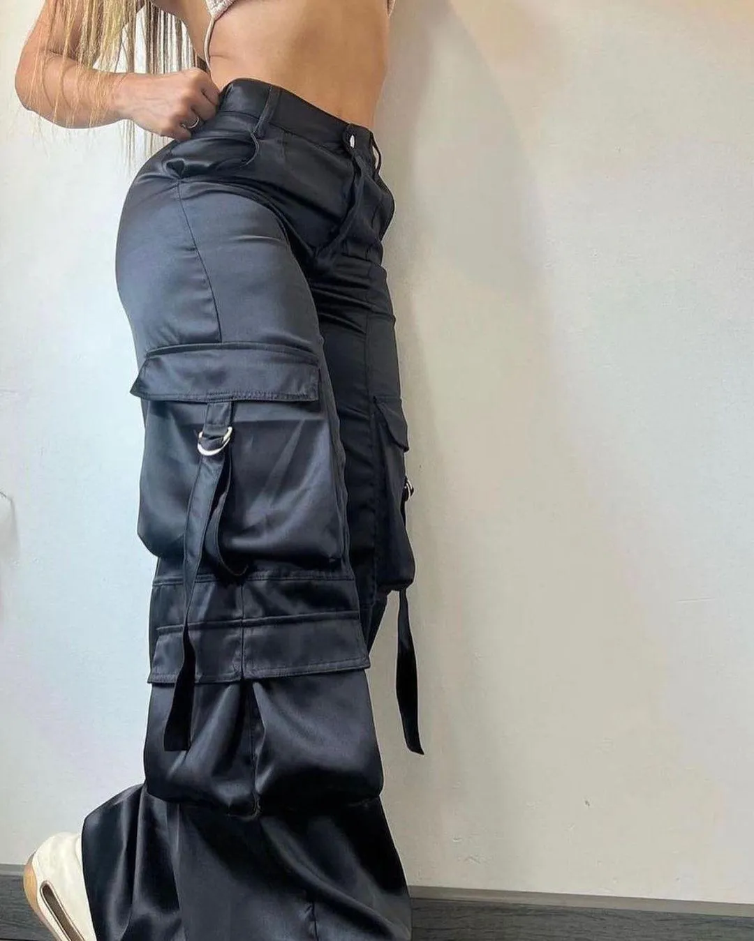 Satin Cargo Pants