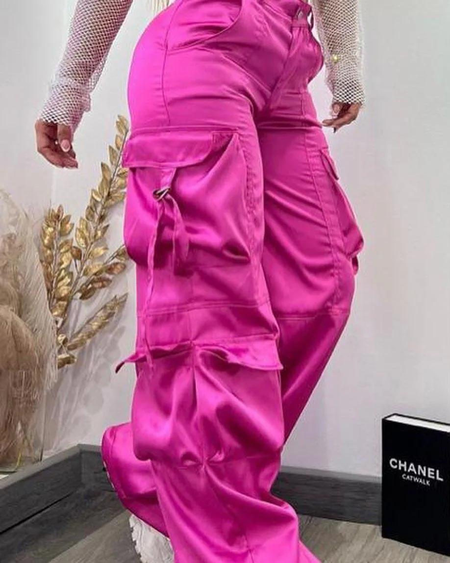 Satin Cargo Pants