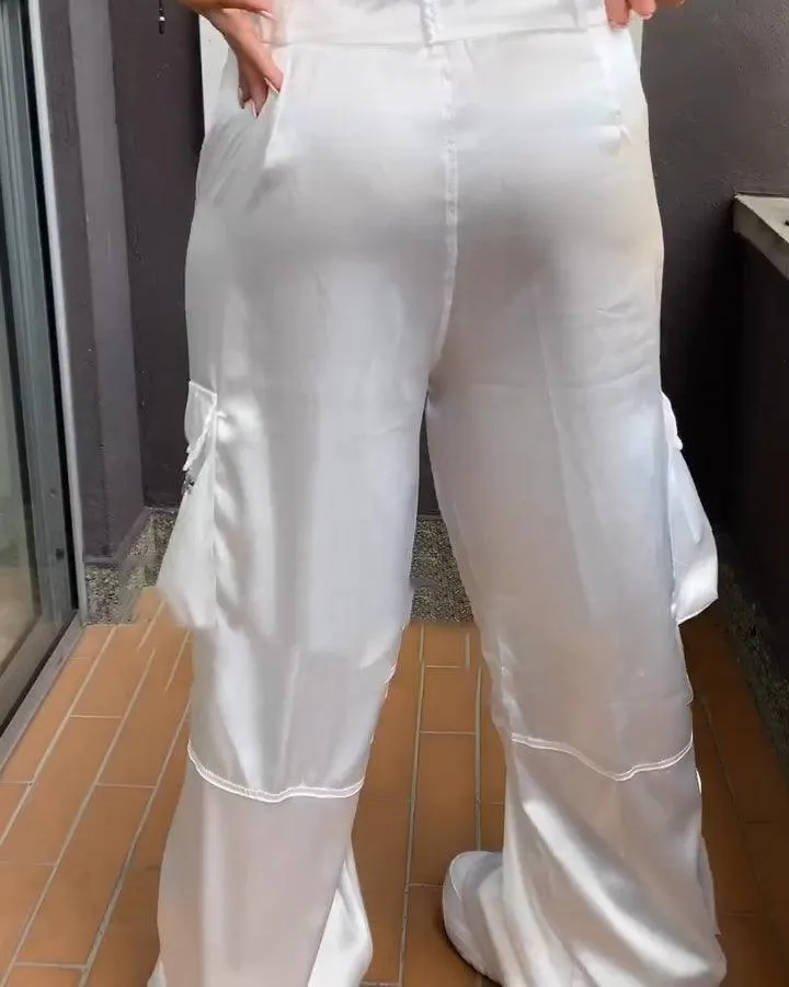 Satin Cargo Pants