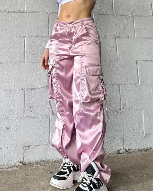 Satin Cargo Pants