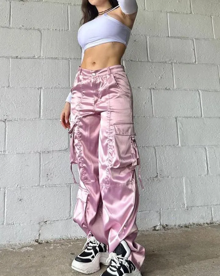 Satin Cargo Pants