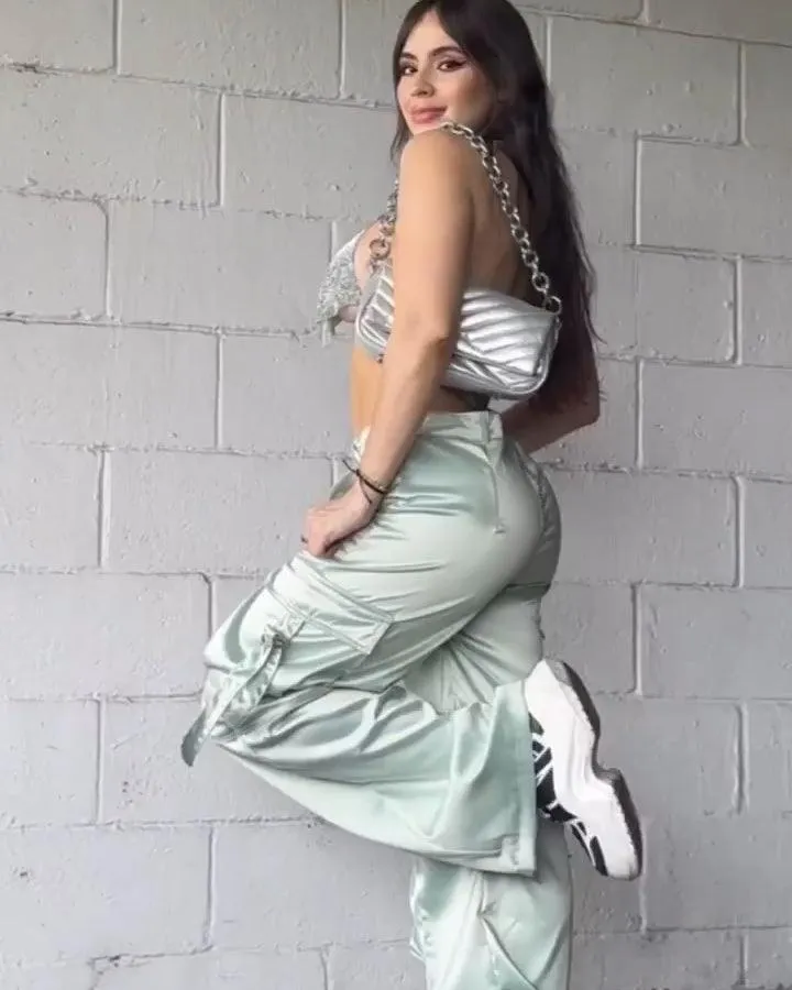 Satin Cargo Pants