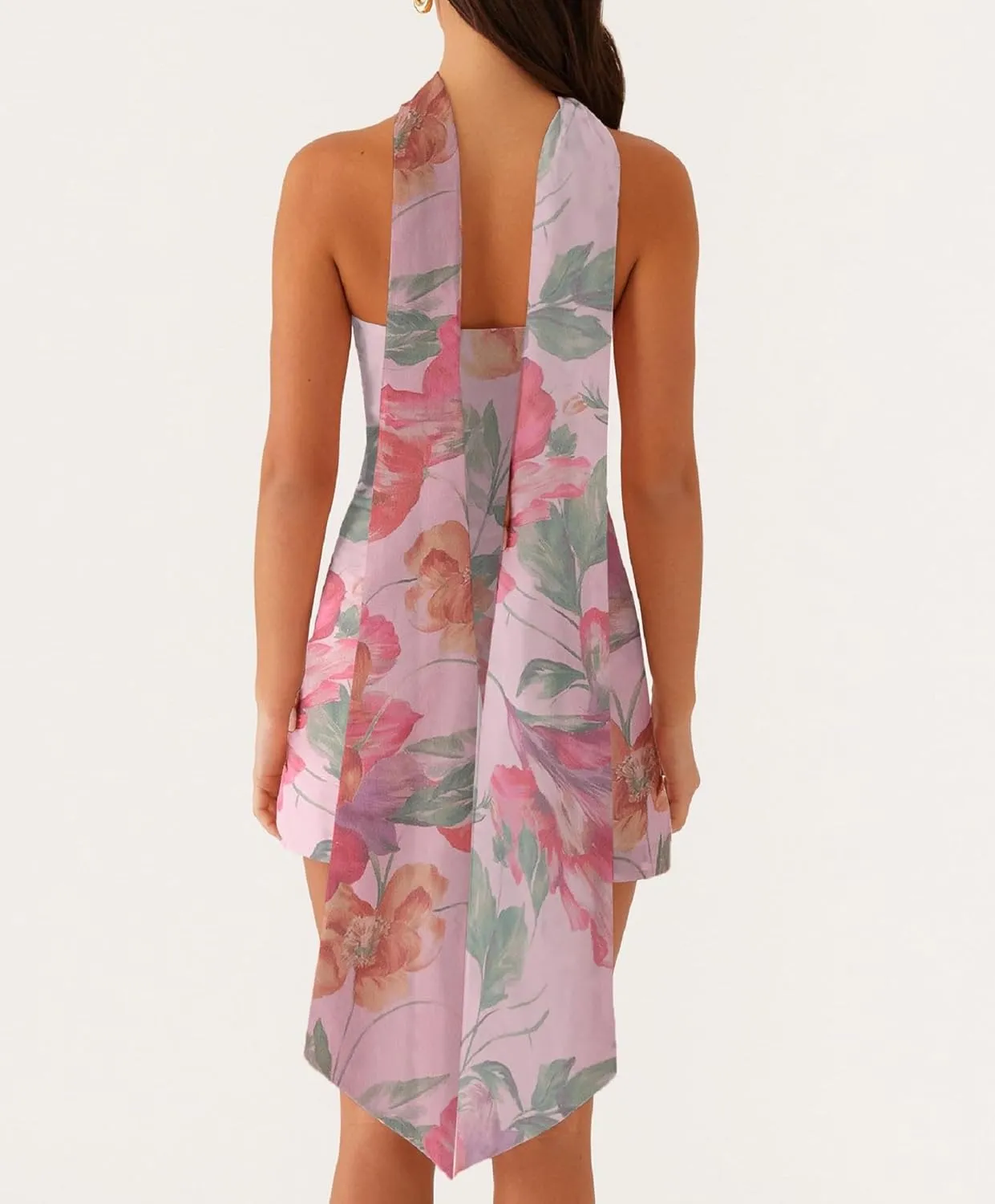 Sexy Floral Strapless Tube Mini Dress Y2K Slim Fit Backless Short Bandeau Dress Going Out Night Party Vocation Dresses