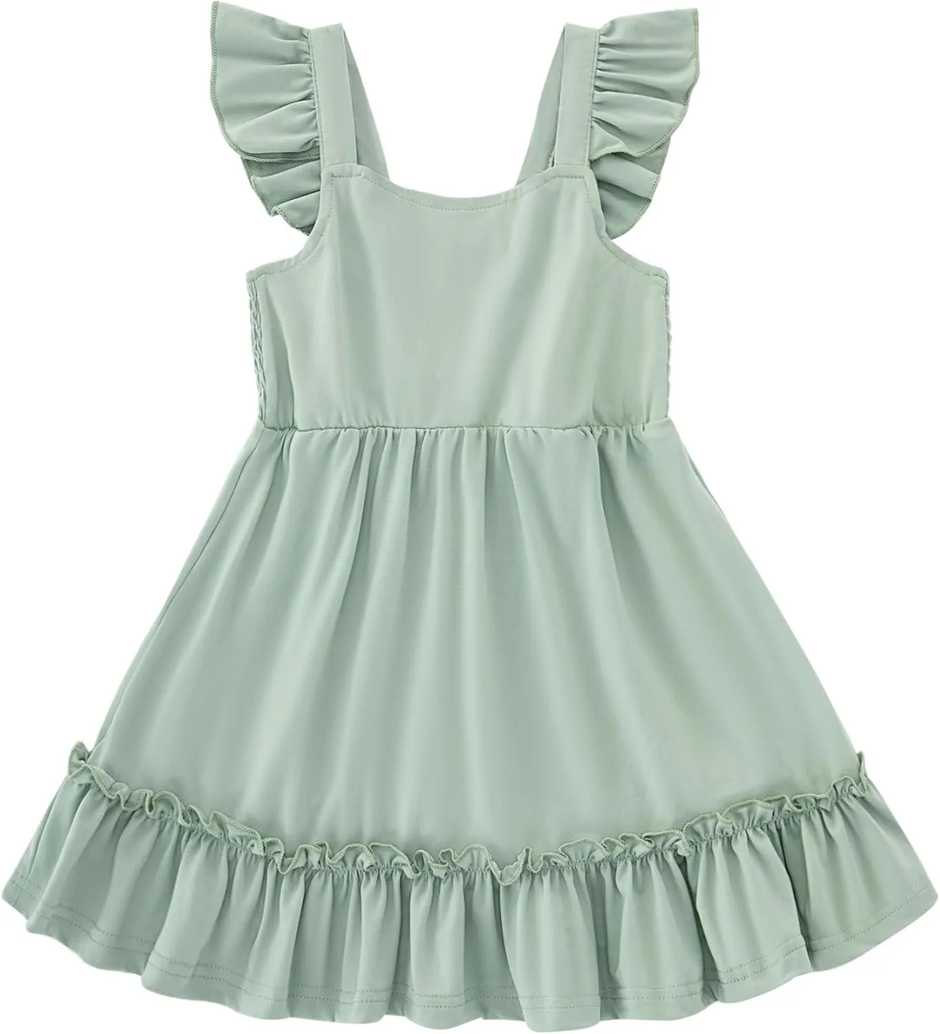 Smocked Dress Girls Solid Spring Summer Dresses for Toddler Sleeveless Sundress 2-6 Years