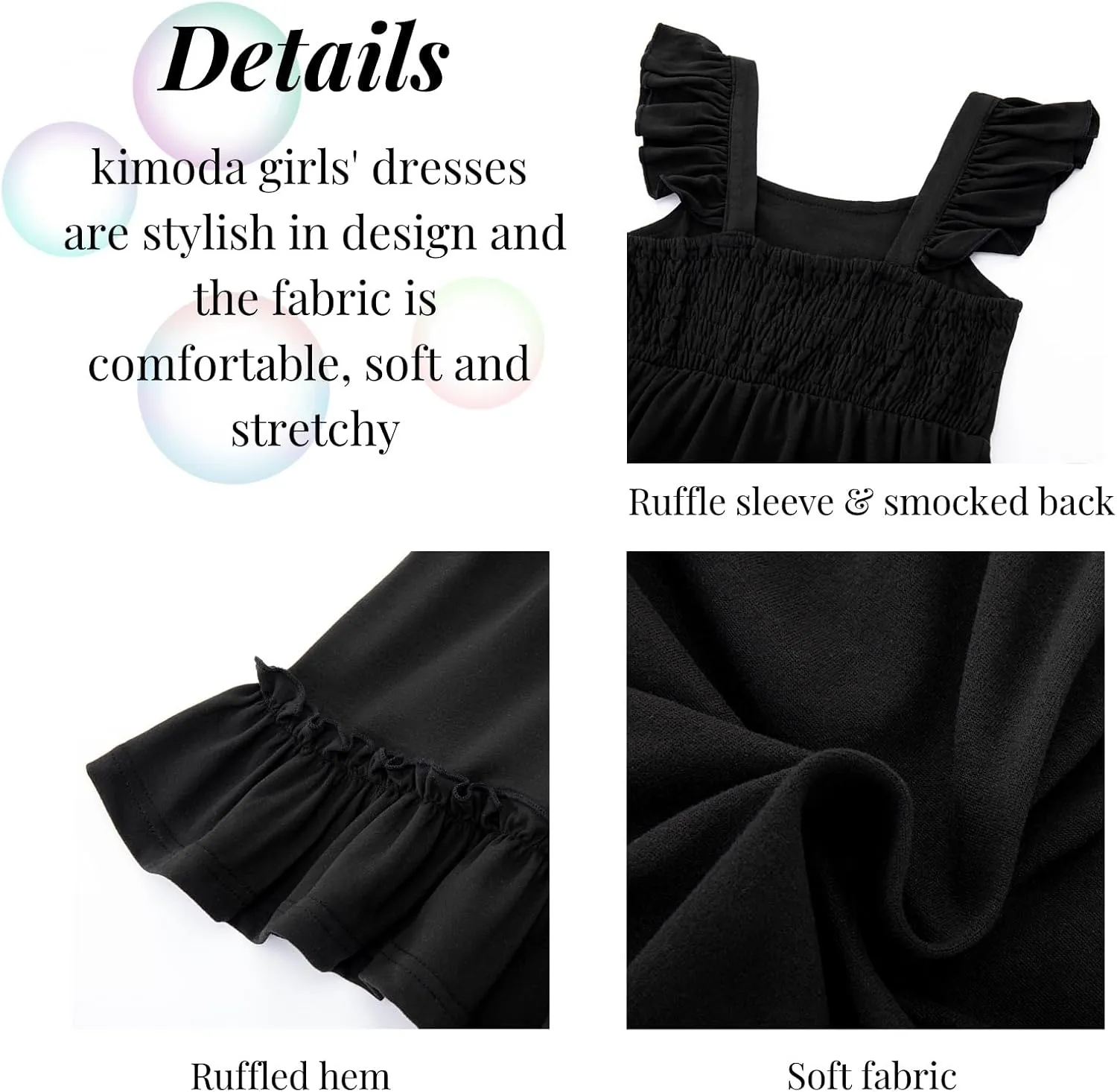 Smocked Dress Girls Solid Spring Summer Dresses for Toddler Sleeveless Sundress 2-6 Years