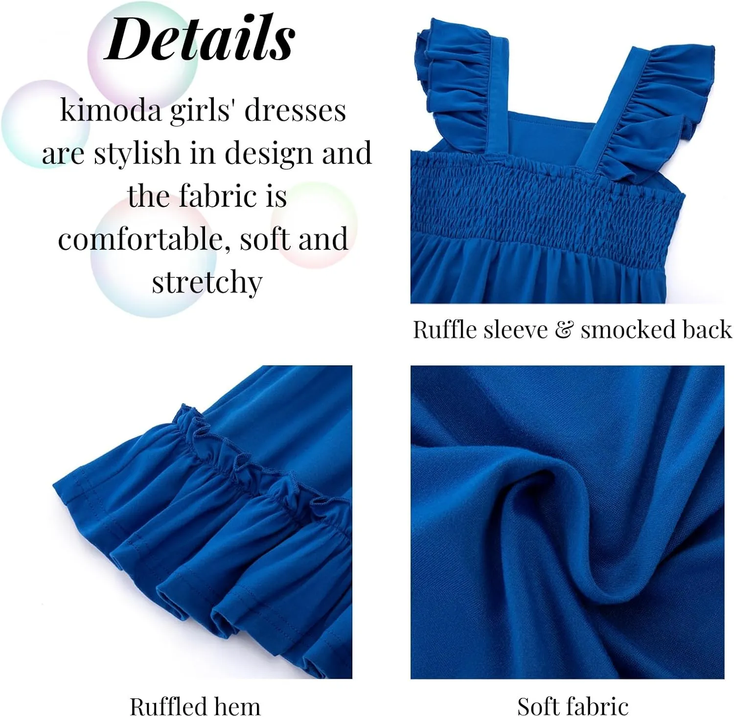 Smocked Dress Girls Solid Spring Summer Dresses for Toddler Sleeveless Sundress 2-6 Years