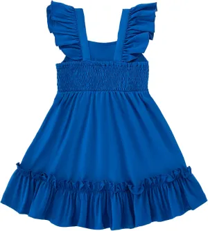 Smocked Dress Girls Solid Spring Summer Dresses for Toddler Sleeveless Sundress 2-6 Years