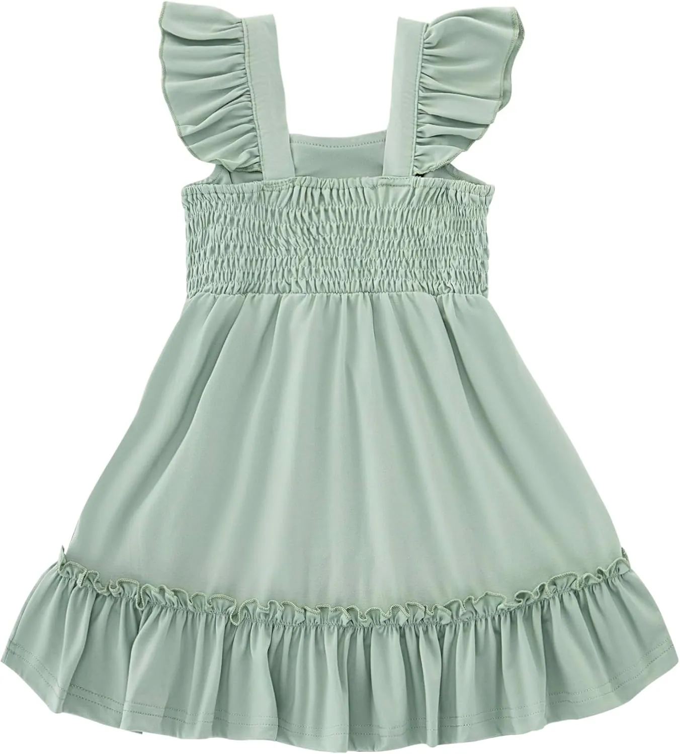 Smocked Dress Girls Solid Spring Summer Dresses for Toddler Sleeveless Sundress 2-6 Years