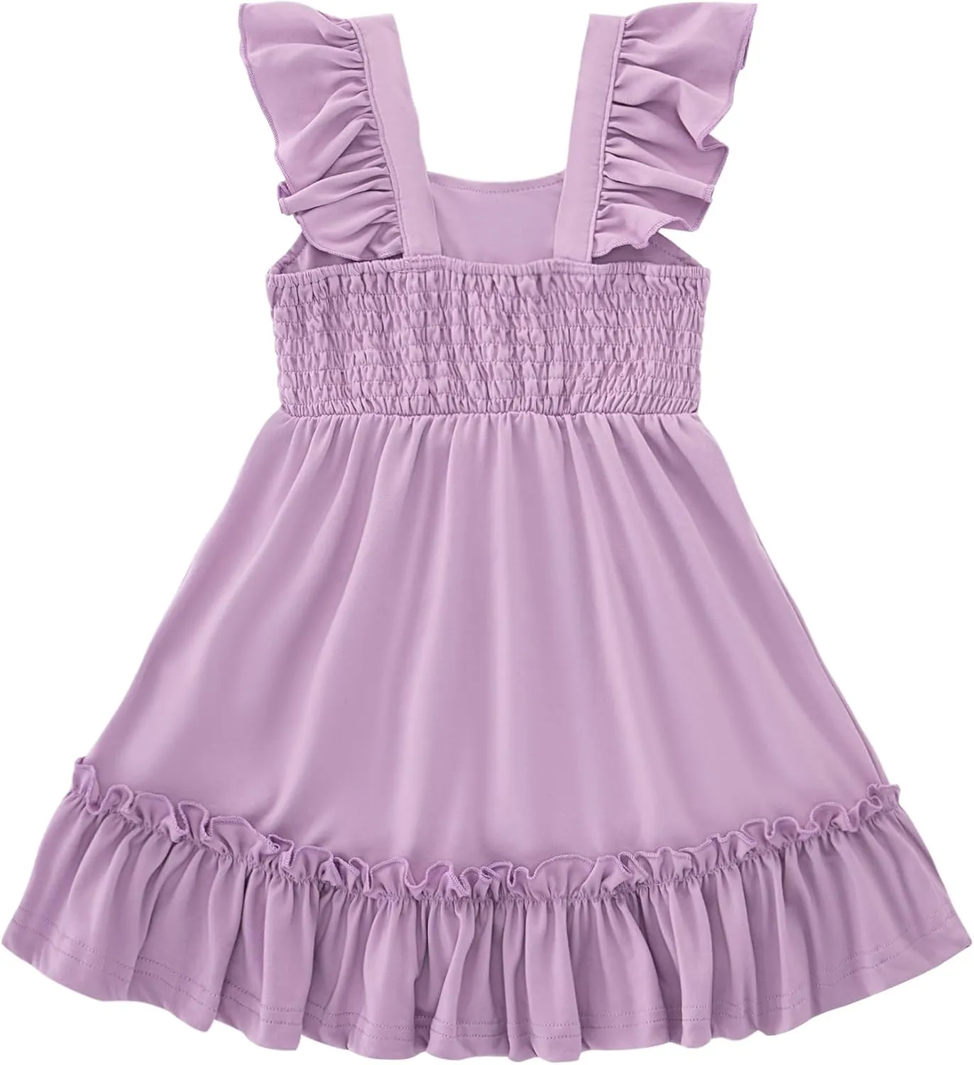 Smocked Dress Girls Solid Spring Summer Dresses for Toddler Sleeveless Sundress 2-6 Years
