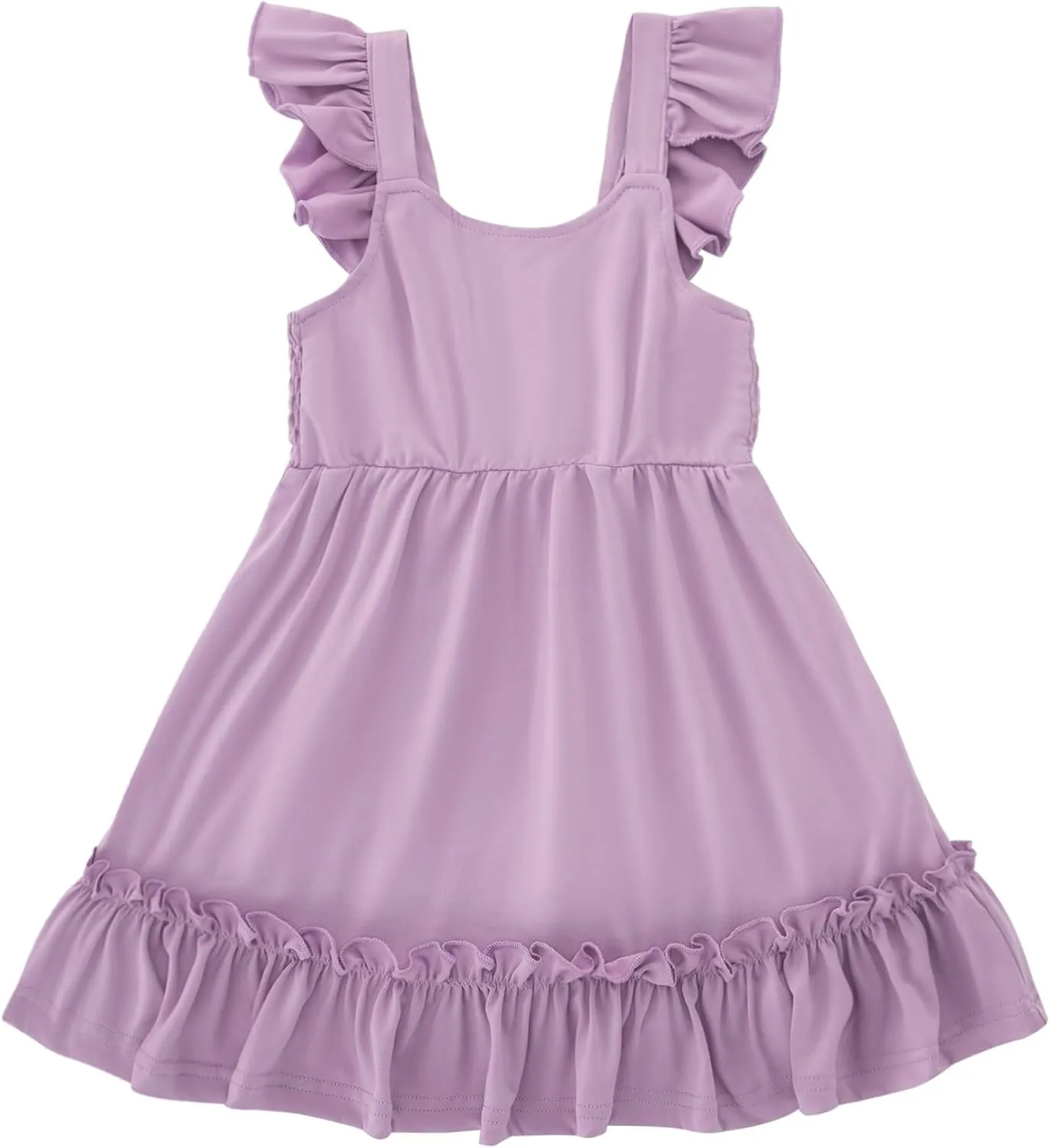 Smocked Dress Girls Solid Spring Summer Dresses for Toddler Sleeveless Sundress 2-6 Years