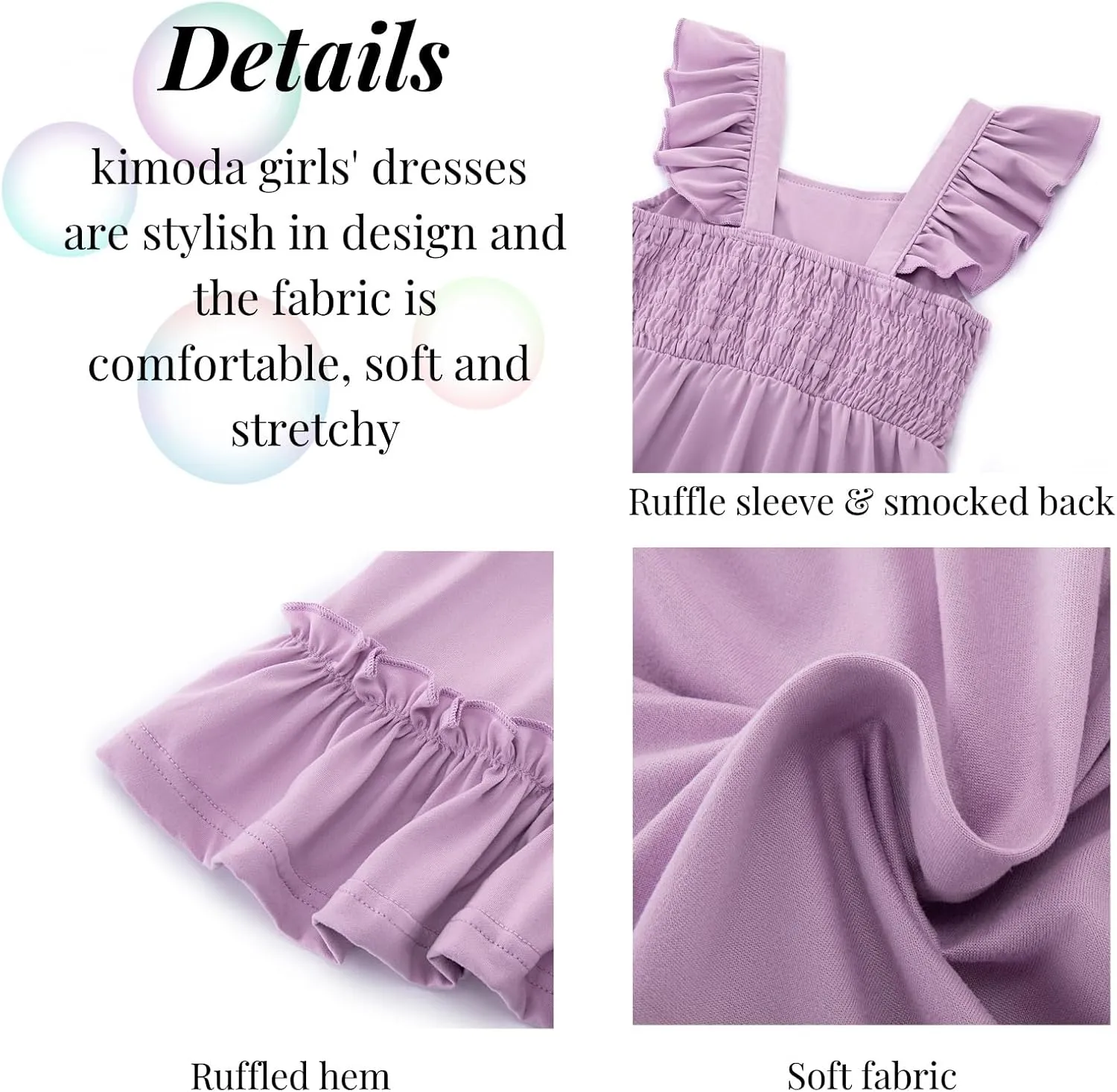 Smocked Dress Girls Solid Spring Summer Dresses for Toddler Sleeveless Sundress 2-6 Years