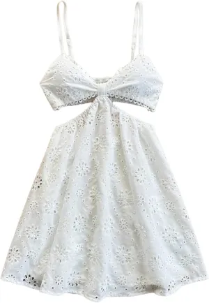 SOLY HUX Women's Sundresses Hollow Out Lace Summer Flowy Cami Dress Going Out Beach Mini Dresses