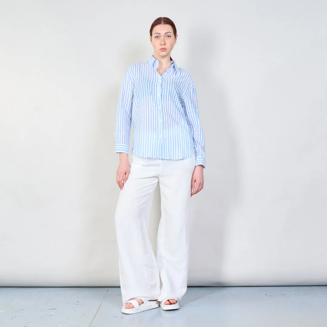 Striped button-up shirt with classic collar wholesale