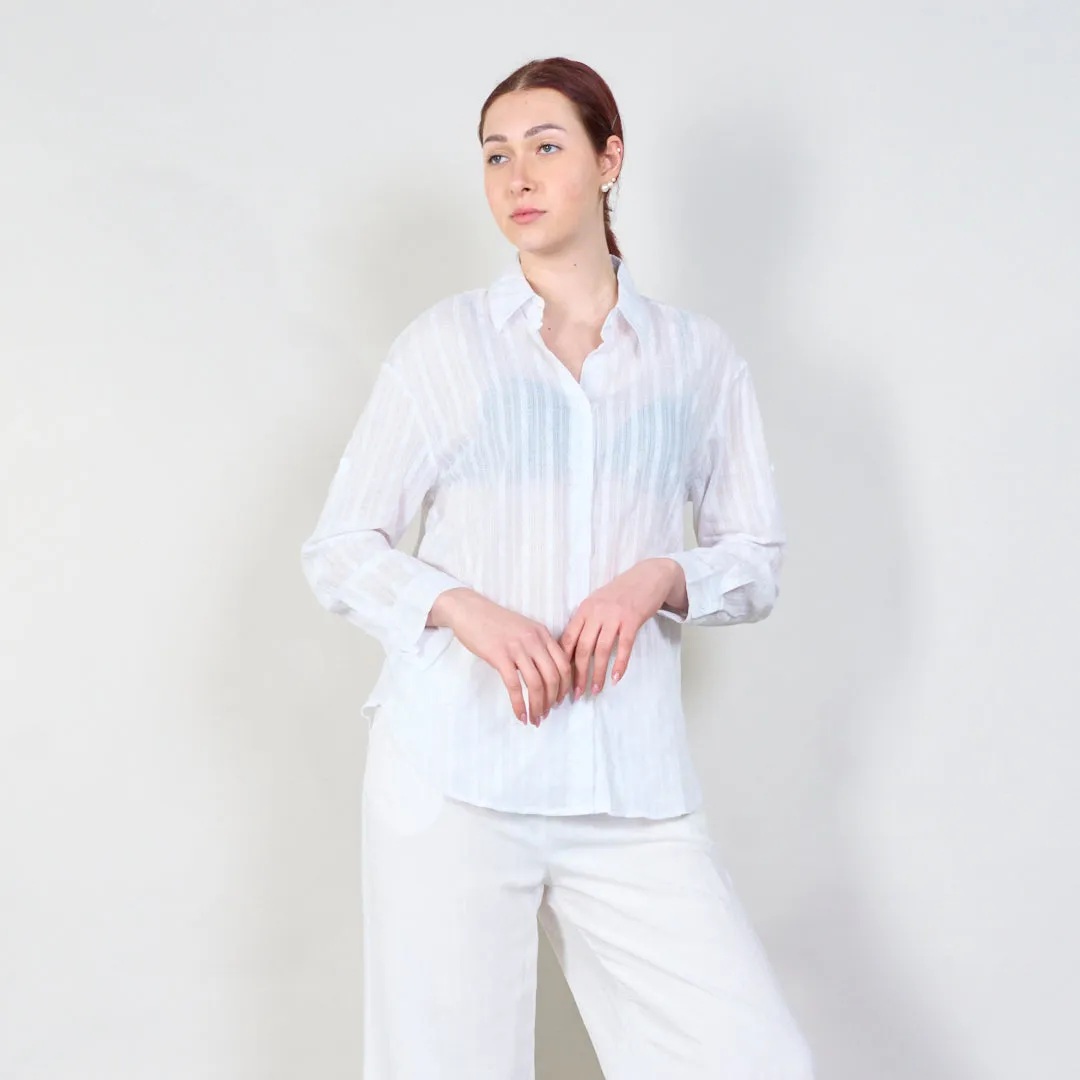 Striped button-up shirt with classic collar wholesale