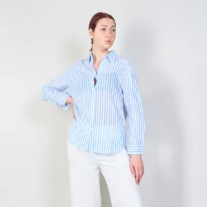 Striped button-up shirt with classic collar wholesale