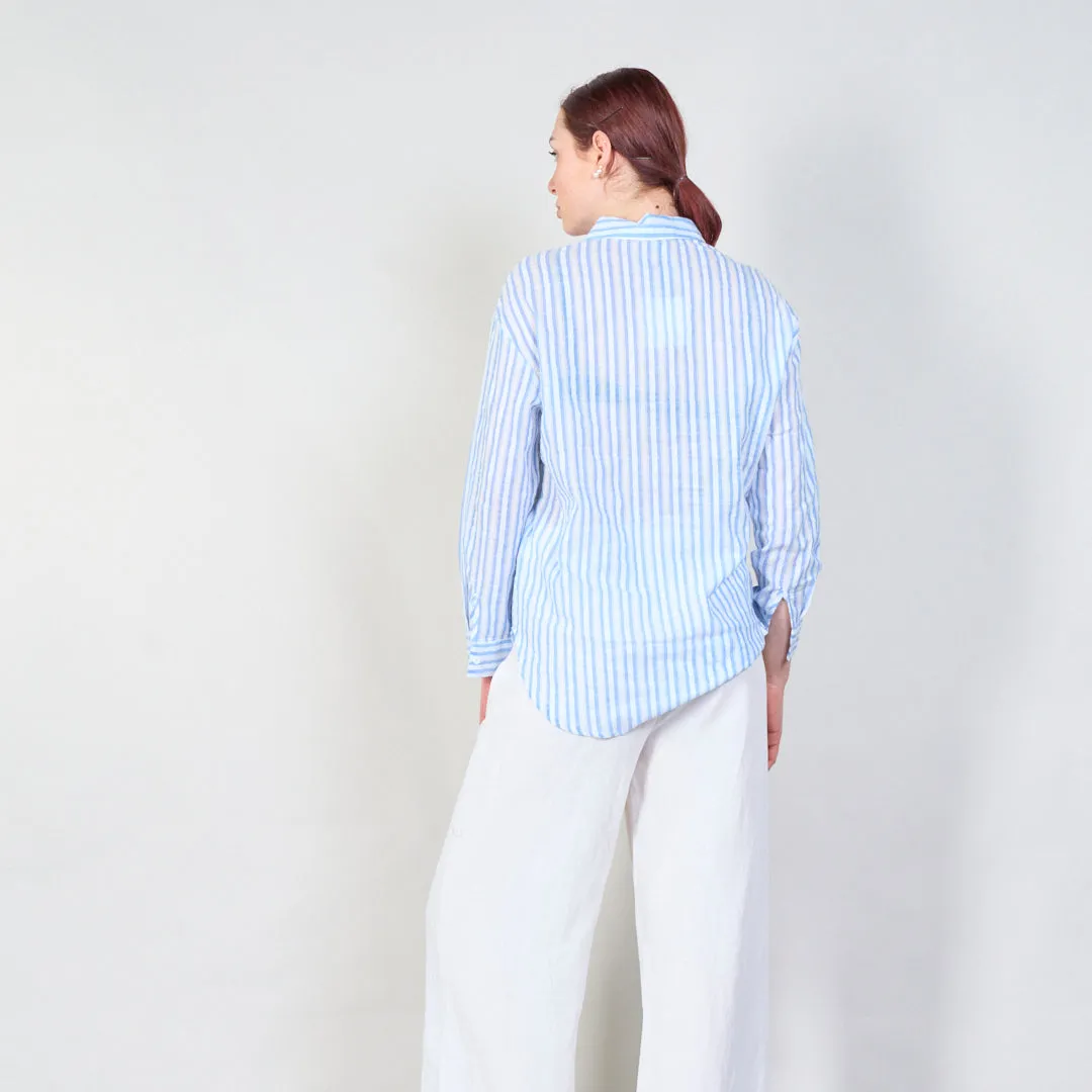 Striped button-up shirt with classic collar wholesale