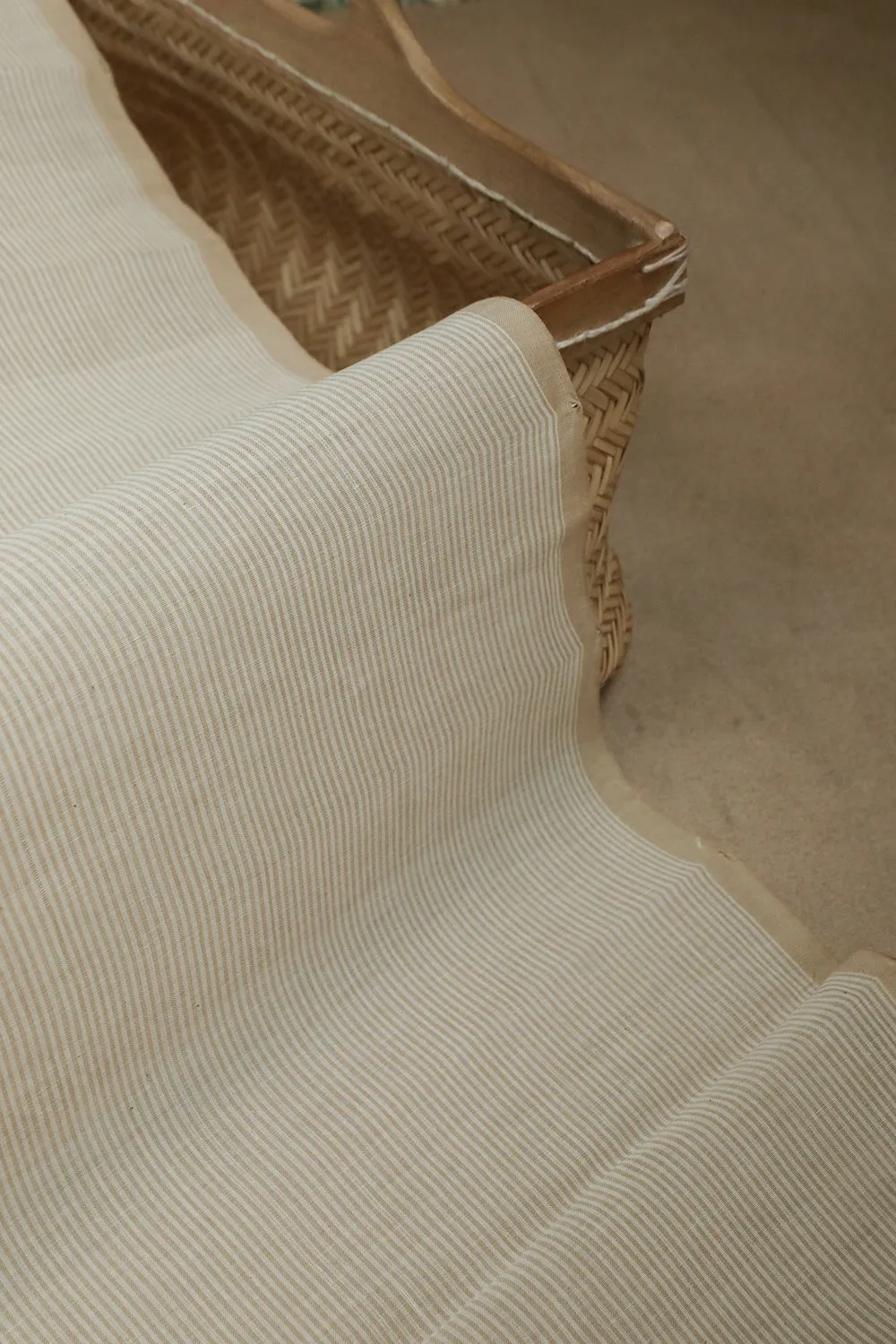 Stripes on Cream Mangalagiri Cotton Fabric