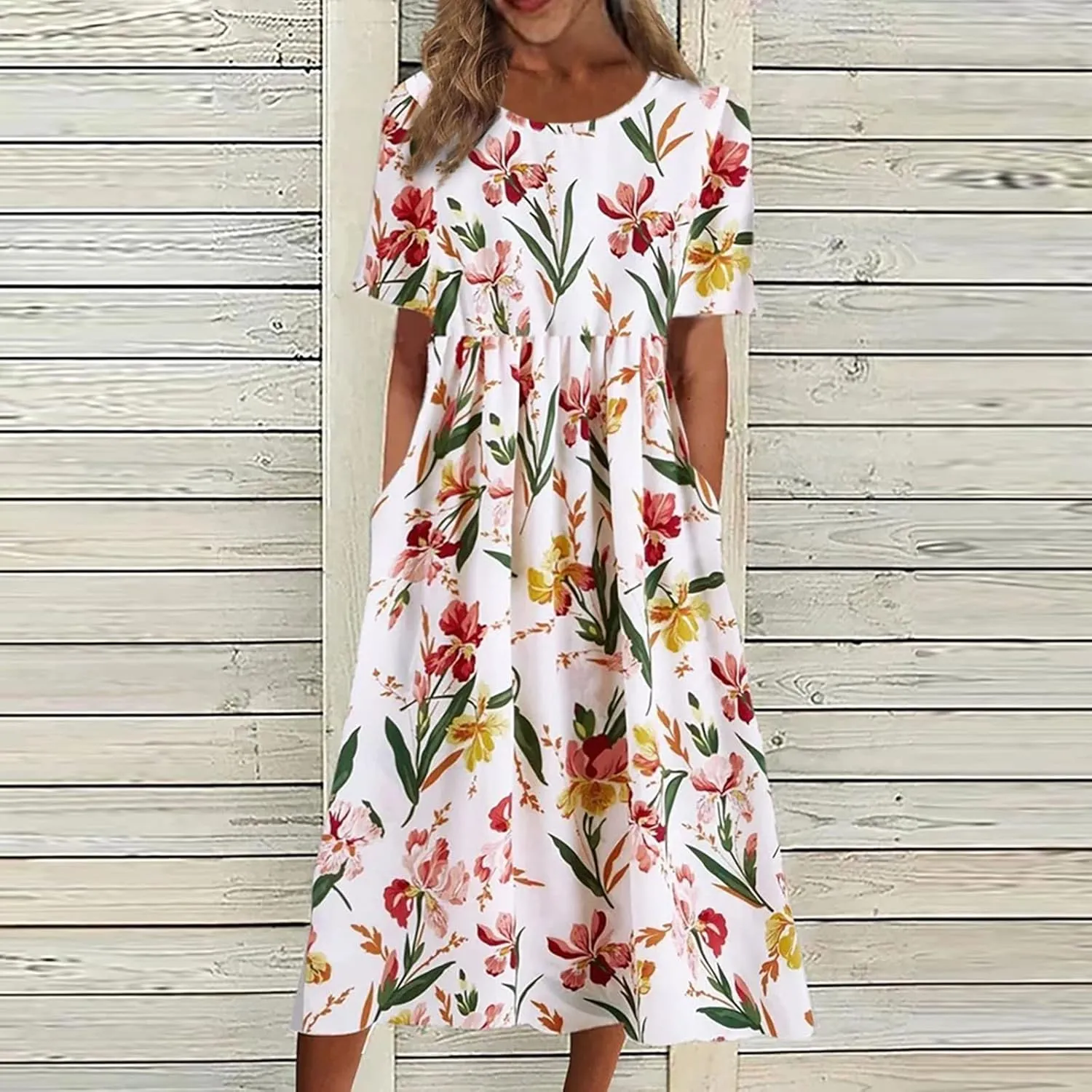 Summer Dresses for Women 2024 Womens Button Down Shirt Dress Short Puffy Sleeve Tiered Ruffle Flowy Long Maxi Dresses