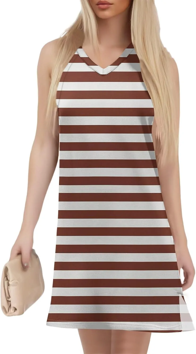 Summer Dresses for Women 2025 Casual Floral Sundresses Sleeveless T Shirt Dresses Beach Loose Tank Dress with Split