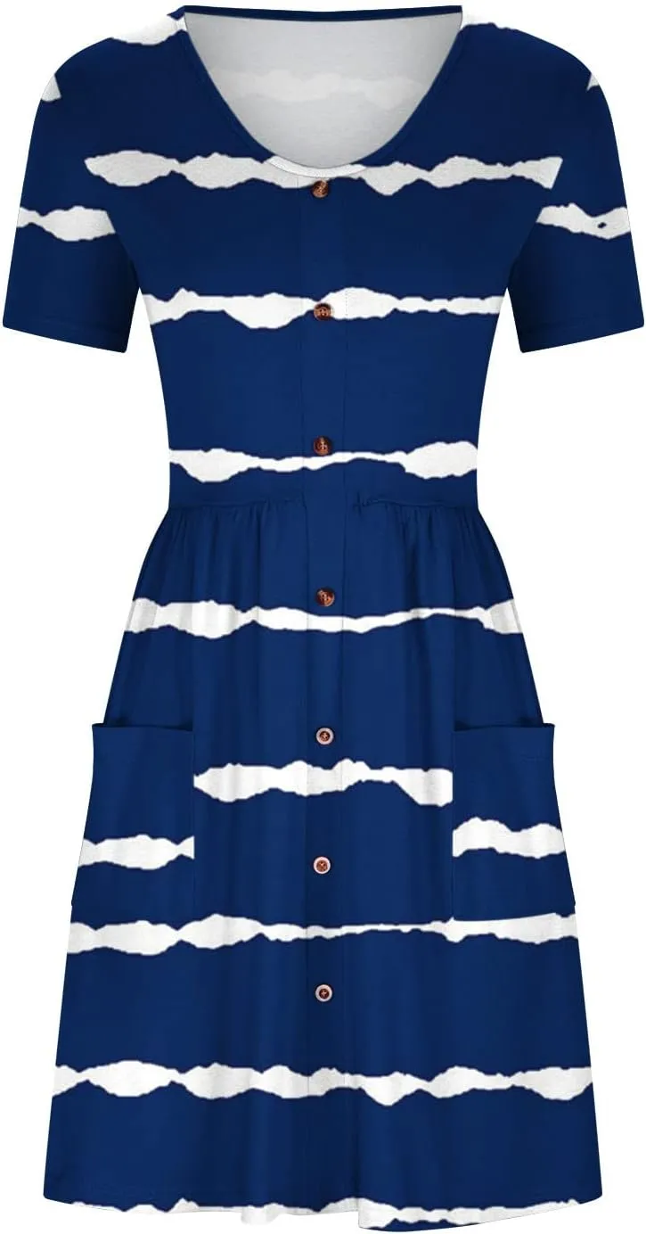 Summer Dresses for Women 2025 Vacation Button Down Mini Dresses Beach Casual Loose Trendy Floral Hawaiian Dress