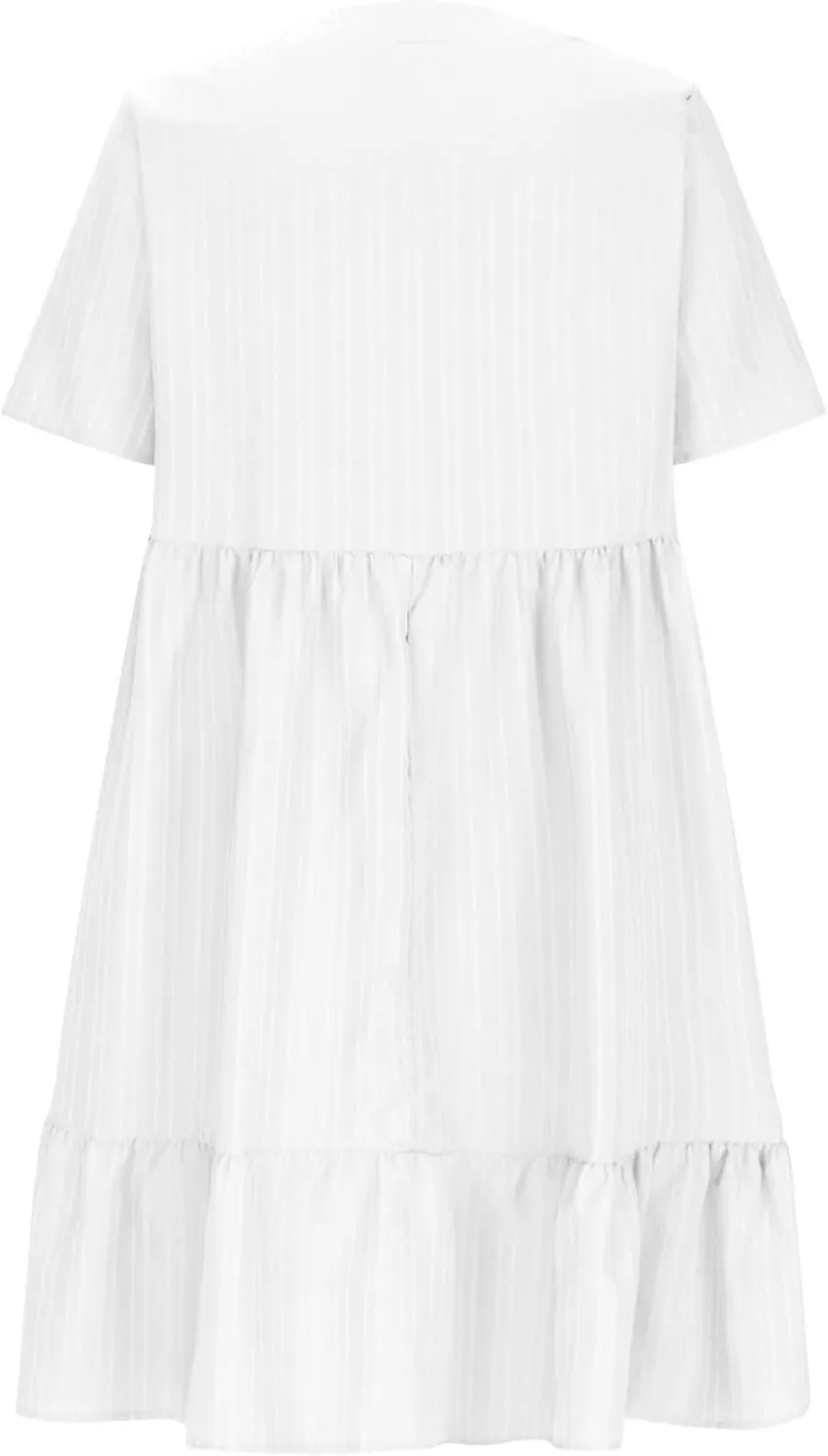 Summer Dresses for Women 2025 Vacation Short Sleeve v Neck Mini T Shirt Dress Pleated Ruffle Flowy Beach Sundresses