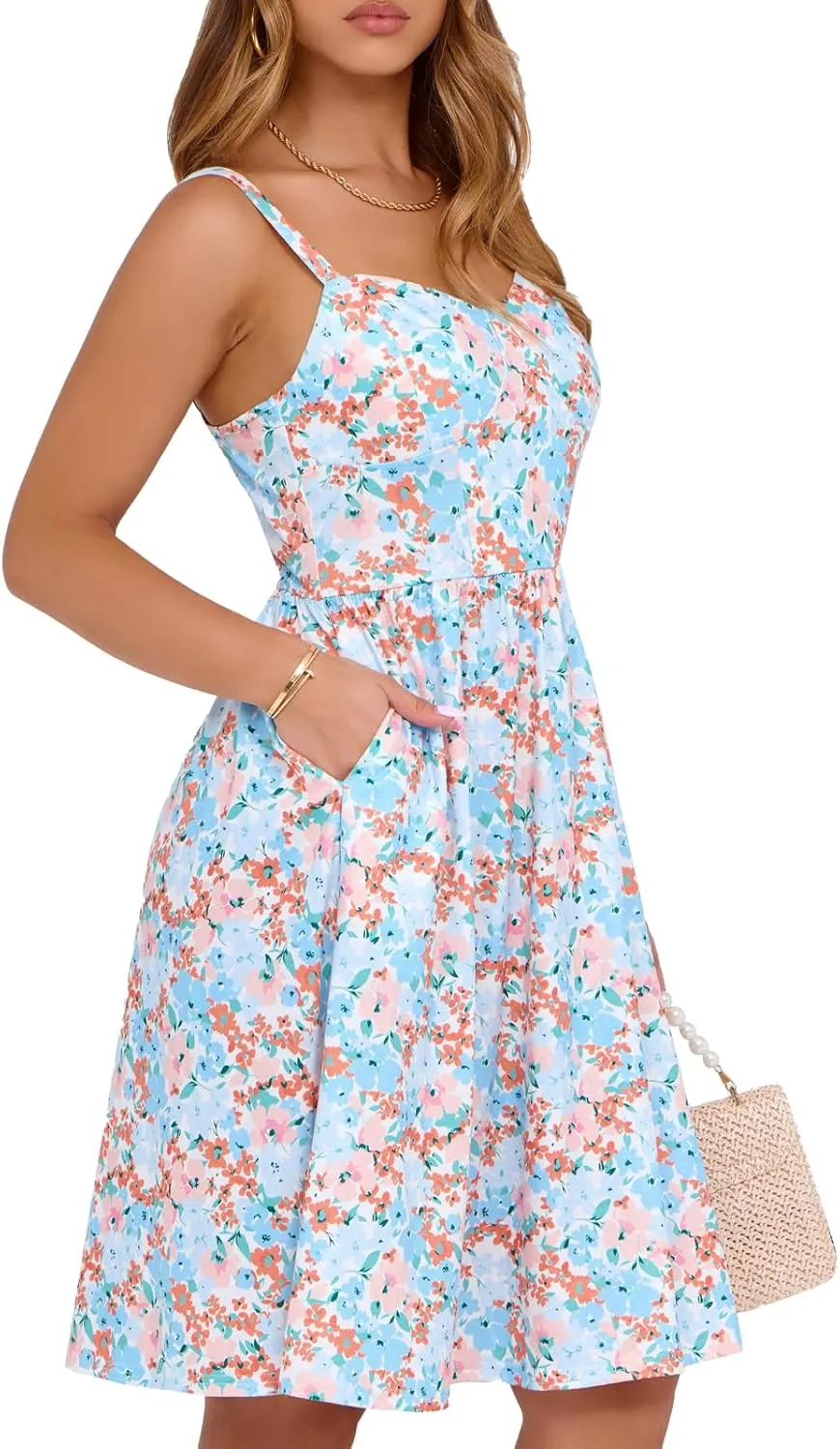 Summer Dresses for Women 2025 with Pockets Spaghetti Strap A-line Casual Beach Sundresses
