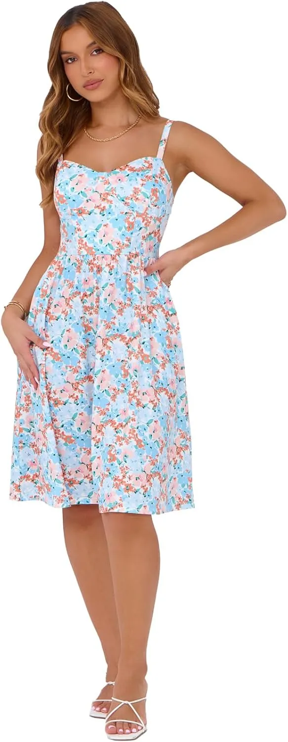 Summer Dresses for Women 2025 with Pockets Spaghetti Strap A-line Casual Beach Sundresses