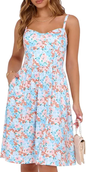 Summer Dresses for Women 2025 with Pockets Spaghetti Strap A-line Casual Beach Sundresses