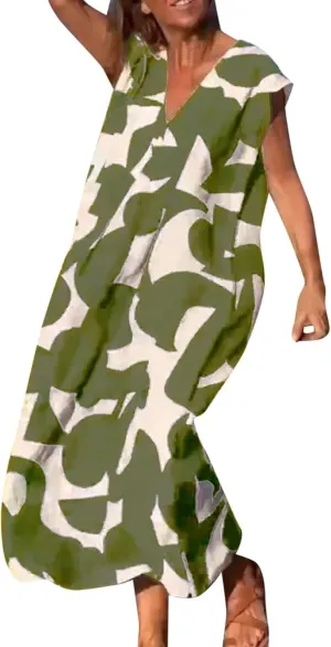 Summer Long Dresses for Women Casual Spring Sleeveless Boho Floral Sundresses Beach Vacation Maxi Dress Sundresses